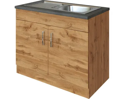 Produktbild von Held Möbel Spülenschrank inkl Spüle Sorrento BxTxH 100 x 60 x 86 cm eiche hell matt zerlegt Anschlag reversibel 476.6281