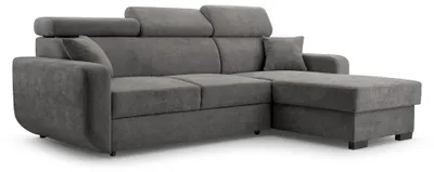 Produktbild von Masseno Ecksofa CASTELLO mit Schlaffunktion L-Form, Sofa mit Bettkasten, Wohnzimmersofa, Couch, Soffa, Bettsofa, Couchgarnitur- Grau, VELO 635