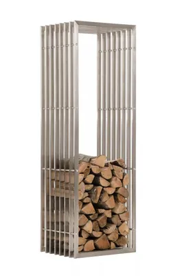 Produktbild von In And OutdoorMatch Stahl-Kaminholzregal Aiyana - Chrom - Für Drinnen und Draußen - 40x50x150cm - Holzaufbewahrung aus Stahl