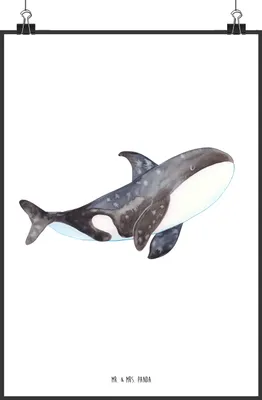 Produktbild von Mr. & Mrs. Panda Bild Orca DIN A4 - Weiß - Geschenk, Selbstliebe, Plakat, wanddeko, Kunstdruck, drucke, Wal, Meer, Wandbild, Orcas, Arbeit, Büro