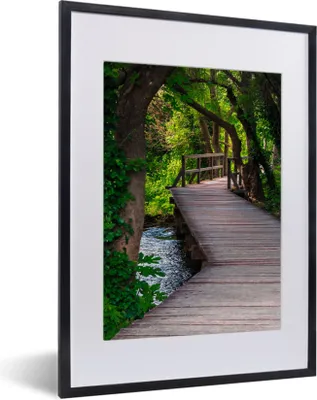 Produktbild von MuchoWow® Gerahmtes Poster Wald - Natur - Brücke 30x40 cm - Poster mit Schwarzem Bilderrahmen Wandposter Rahmen Foto Bilder - Wandposter Schlafzimmer