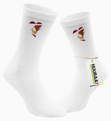 Produktbild von Huuraa Uni Socken Amerikanisch-Samoa Flagge Herz 37/41 White Baumwolle Tennissocken Geschenkidee