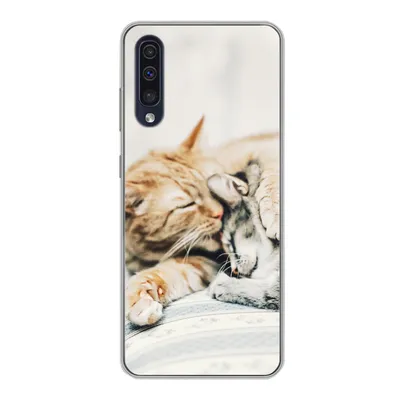 Produktbild von MuchoWow® Handyhülle Schutzhülle Hülle für Samsung Galaxy A30s Katzen - Sofa - Wohnzimmer Silikon Softcase Handy Hülle - Karteninhaber