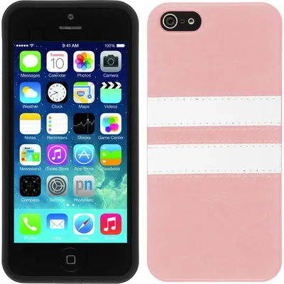 Produktbild von PhoneNatic Case kompatibel mit Apple iPhone SE 2016 (1.Gen) - rosa Silikon Hülle Stripes + 2 Schutzfolien
