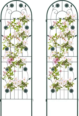 Zdjęcie produktu dla Metalowa krata COSTWAY 2, dekoracyjne ogrodzenie ogrodowe, wolnostojąca pomoc do wspinaczki, krata ogrodowa do podłączenia, 220 x 50 cm, zielona