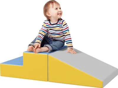 Produktbild von HOMCOM Modularer Baby-Motorik-Parcours, Kletterspielzeug, Schaumstoff-Bausteine, Lernspielzeug, 2 große Schaumstoffbausteine, für Kinder von 12 bis 36 Monaten, mehrfarbig