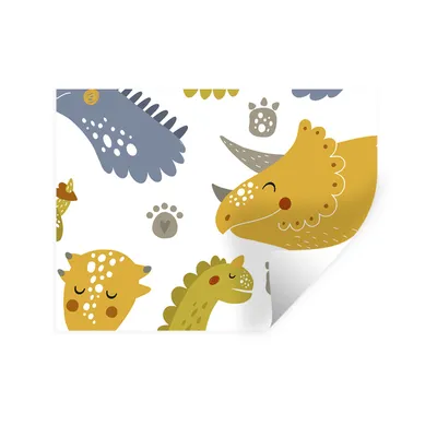 Produktbild von MuchoWow® Wandtattoo Wandsticker Wandaufkleber Dinosaurier - Schnittmuster - Jungen - Dino - Kinder 80x60 cm Selbstklebend und Repositionierbar - Faltenfrei