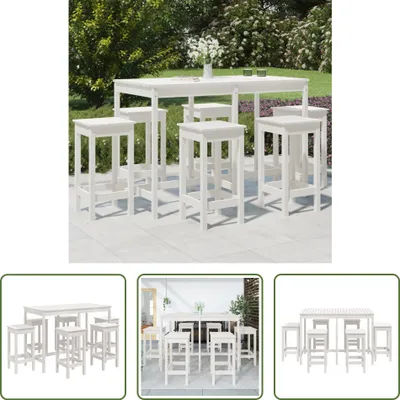 Image de The Living Store Ensemble de bar de jardin 7 pièces blanc pin massif