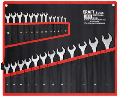 Produktbild von KRAFT&DELE | Maul-Ringschlüssel-Satz, 25-tlg, SW 6 - 32 mm, Tetron-Rolltasche, Gabelringschlüssel