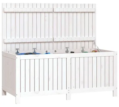 Produktbild von vidaXL Gartentruhe Weiß 147x68x64 cm Massivholz Kiefer