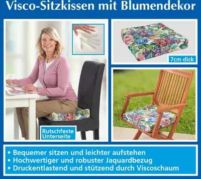 Produktbild von Sitzkissen Visco, Blumen-Muster, 38 x 38 x 7 cm
