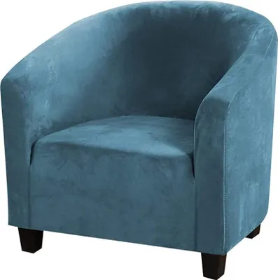 Produktbild von (pfauenblau) Club Stuhl Schonbezug, High Stretch Samt Badewanne Stuhlhussen Sessel Sofabezug Schonbezug Möbelschutz Soft Couch Bezüge