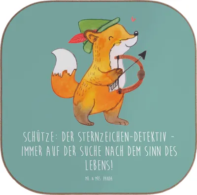 Produktbild von Mr. & Mrs. Panda Untersetzer für Gläser Schützenblick - Meeresbrise - Geschenk, gläseruntersetzer, Abenteuerlust, Einzigartig, Horoskop, Optimismus, Tasse, Sternzeichen