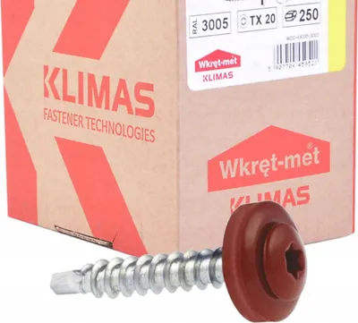 Produktbild von KLIMAS WDD Spenglerschrauben für Blech RAL 3005 Weinrot 4,8x35mm 250 St.