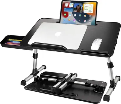 Produktbild von Laptoptisch 53 x 30 cm, verstellbare Höhe und Neigung, klappbar, mit Schublade, für Bett