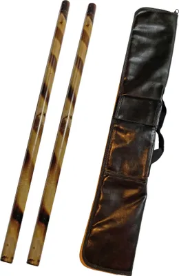 Produktbild von TEKKA BUDO 2er Set Escrima Stock Brandmuster mit Transporttasche - 65 cm Rattan Trainingsstick Brennmuster Spirale - Holz Kurzstock Arnis Kali Kampfsport