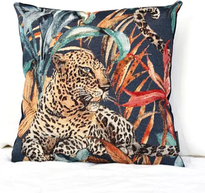 Produktbild von Gobelin Dekorativer Kissenbezug für Sofa Schlafzimmer Wohnzimmer, LEOPARD, 50x50