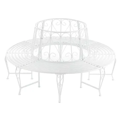 Produktbild von Famanu Metallbank Laverne - Ø160x84 cm - Rund - Weiß - Stahl - Wetterbeständig