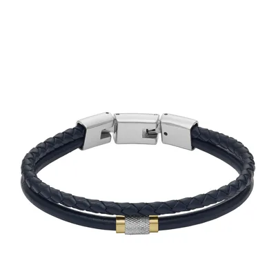 Obrázok produktu pre FOSSIL Náramok All Stacked Up Multi-Row Leather Bracelet Dark Blue tmavo modrá