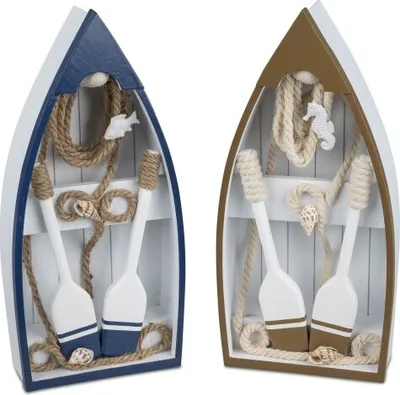Produktbild von Dekoratives Boot mit Paddel 1 Stück Lieferumfang 16x7x34cm aus Holz