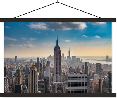 Produktbild von MuchoWow® Textilposter New York - Wolken - Wasser 60x40 cm mit schwarzem Rahmen - Hölzernes