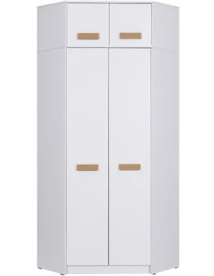 Produktbild von Marmex Grant G8+G15 Weiß - Eckkleiderschrank mit Schrankaufsatz 91x235x91 cm
