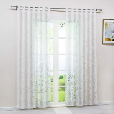 Voile Gardine mit Schlaufen, 140x245 cm, Weiß, 1 Stück