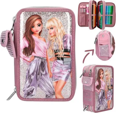 Produktbild von Depesche 12527 TopModel Glitter Queen - Koffer mit 3 Fächern und Glitzerstoff-Schnappverschluss DESPECHE