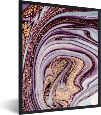 Produktbild von MuchoWow® Gerahmtes Poster Marmor - Rosa - Gold - Glitzer - Marmoroptik - Luxus 60x80 cm - Poster mit Schwarzem Bilderrahmen Wandposter Rahmen Foto Bilder - Premium - Wanddeko Wohnzimmer