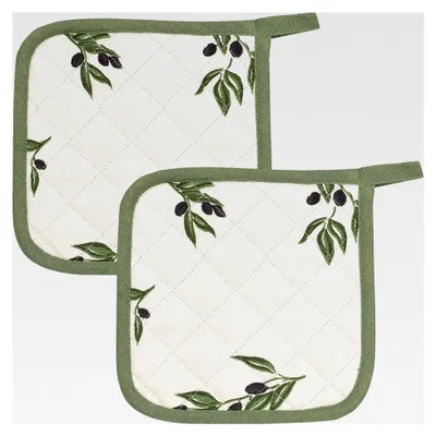 Produktbild von Topflappen "Olivenzweige" 2er-Pack, Größe 22x22 cm