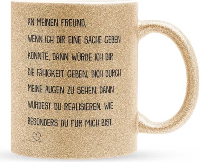 Produktbild von 22Feels Glitzertasse Gold Freund Geschenk Jahrestag für Ihn Valentinstag Männer 1 Jahr Weihnachten Geburtstag Beziehung Liebe Paar Kaffeetasse Haferl Geschenkidee Bürotasse