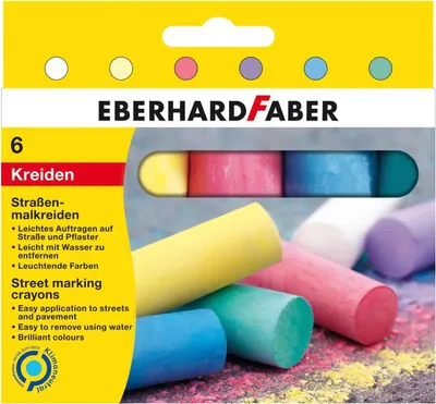 Zdjęcie produktu dla Faber 526506 - kredki chodnikowe, okrągłe, w kartonowym opakowaniu, 6 sztuk