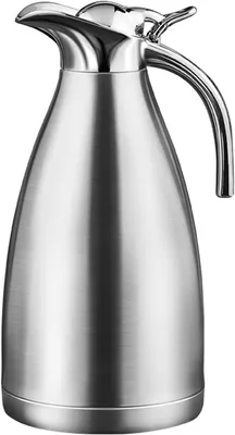 Produktbild von Thermoskanne, 2L Edelstahl Isolierkanne, Doppelschicht Vakuum Kaffeekanne Teekanne mit 12 Stunden Wärmespeicherung, Epülmaschinenfest, Silber
