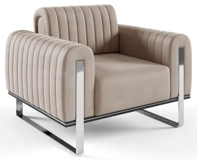 Produktbild von Selsey Parissa - Sessel, Samt Hellbeige verchromte Füße, 106 cm