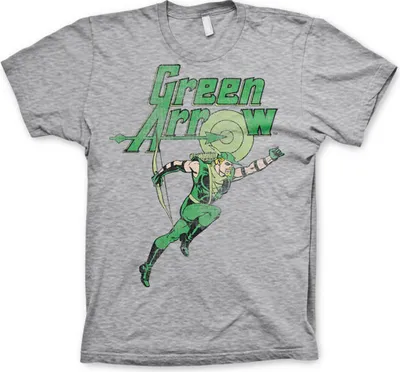 Produktbild von Green Arrow Distressed T-Shirt - Small - Heather-Grey