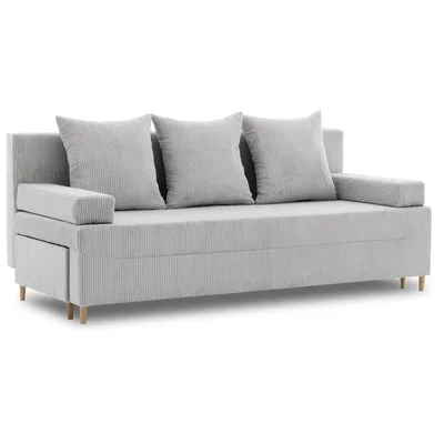 Produktbild von Couch FIREZE mit Schlaffunktion - ausziehbares Sofa mit Bettkasten - Hellgrau. Grau