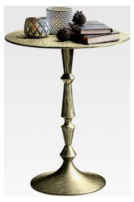 Produktbild von Beistelltisch Boissiére, Tischplatte mit strukturierter Oberfläche, aufwendig gearbeiteter Fuß, Nachttisch, Ablagetisch, Messing, antikgold