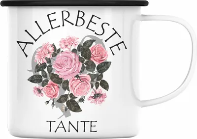 Produktbild von Trendation - Beste Tante Emaille Tasse Geschenk Emaille Emaille Tasse für Beste Tante der Welt Geschenkidee Geburtstag (Schwarz)