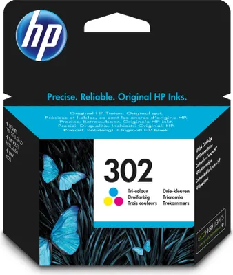 Zdjęcie produktu dla HP Oryginalny wkład atramentowy 302, trójkolorowy, Standardowy, Cyjan, Purpurowy, Żółty, Atrament barwnikowy, 1 szt., 150 stron(y), Multipak