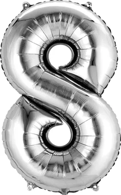 Obrázok produktu pre amscan® 9906293 Fólia balón číslo 8 - strieborná
