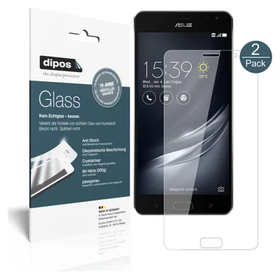 Produktbild von 2x Schutzfolie für Asus ZenFone Ares ZS572KL - Anti-Shock 9H Folie dipos Glass