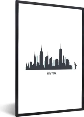 Produktbild von MuchoWow® Gerahmtes Poster New York - USA - Skyline 60x90 cm - Poster mit Schwarzem Bilderrahmen Wandposter Rahmen Foto Bilder - Kunst
