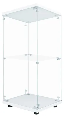 Produktbild von Glas Vitrine - Wandmontierte Glasvitrine - 2 Böden ESG-Sicherheitsglas - LED Beleuchtung - Metallrahmen - 125×42×36 cm - Weiß
