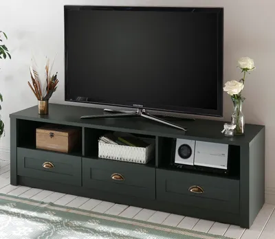 Produktbild von TV-Lowboard "Forres" grün Landhaus TV Unterteil mit Komforthöhe 158 x 47 cm