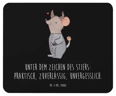 Produktbild von Mr. & Mrs. Panda Mauspad Stier Astrologie - Schwarz - Geschenk, Mouse Pad, Mousepad, Tierkreiszeichen, Sternzeichen, pc mausunterlage, mousematte, laptop