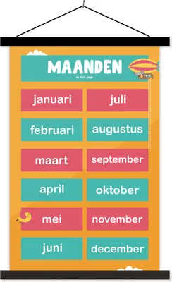 Produktbild von MuchoWow® Textilposter Kinderzimmer - Monate - Bildung - Mädchen - Kinder - Kind - Kindheit 120x180 cm mit schwarzem Rahmen - Fotos