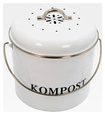 Produktbild von Komposteimer aus Eisen für die Küche - 21,5 x 19 x 20,5 cm - 3 Liter Volumen - Behälter für Bioabfälle inkl. 2 geruchsdichten Kohlefiltern mit Schwenkgriff