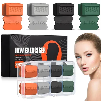 Produktbild von Set mit 8 Silikon-Kiefertrainern für Gesichtsgymnastik und Kieferübungen