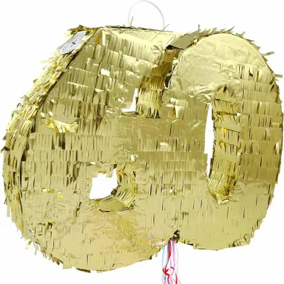 Image de Numéro 60 piñata en feuille d'or métallique 50x50cm