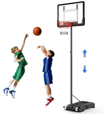 Immagine prodotto di Pali da basket - Canestro da basket mobile - Regolabile in altezza da 154 a 210 cm - Base riempibile con acqua o sabbia - Trasportabile - Per interni/esterni